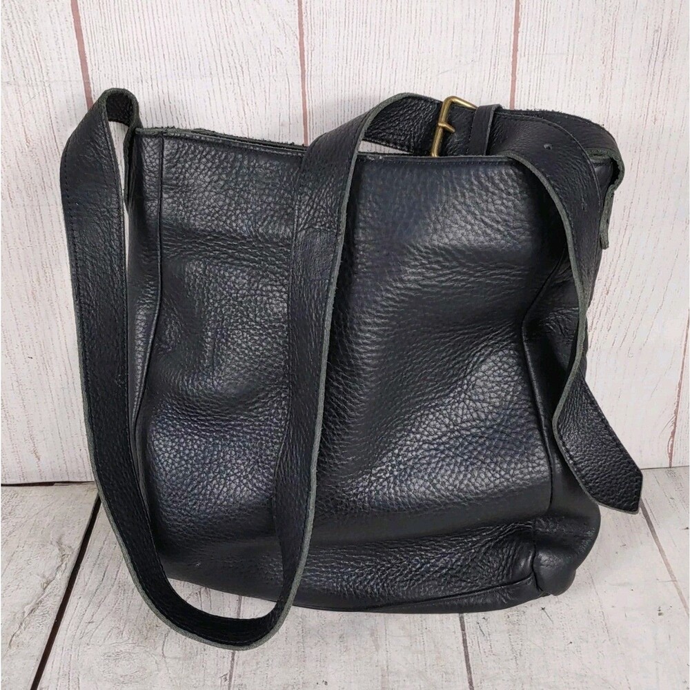 Lifetime Leather Co. Black GENUINE LEATHER Crossbody Bag 48" Strap - 11" x 12"